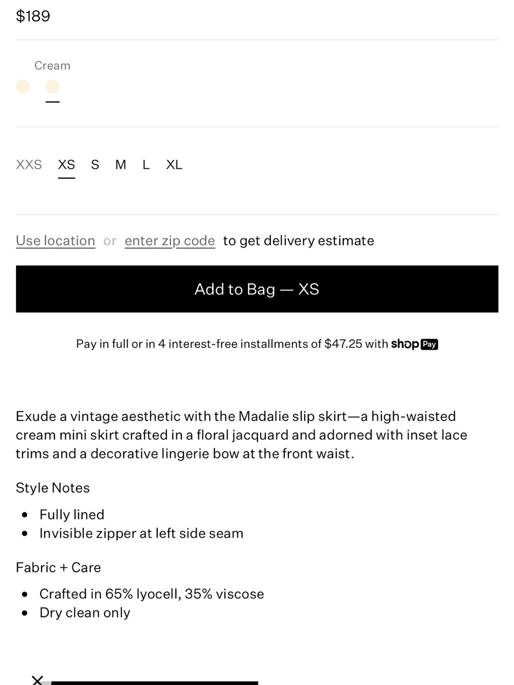 Cream Lace Hem Slip Skirt FL&L - Picture 4 of 9